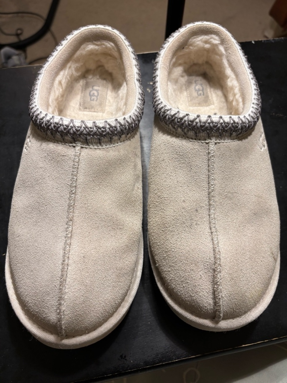 UGG Cream Suede Slip-On Shearling Clogs